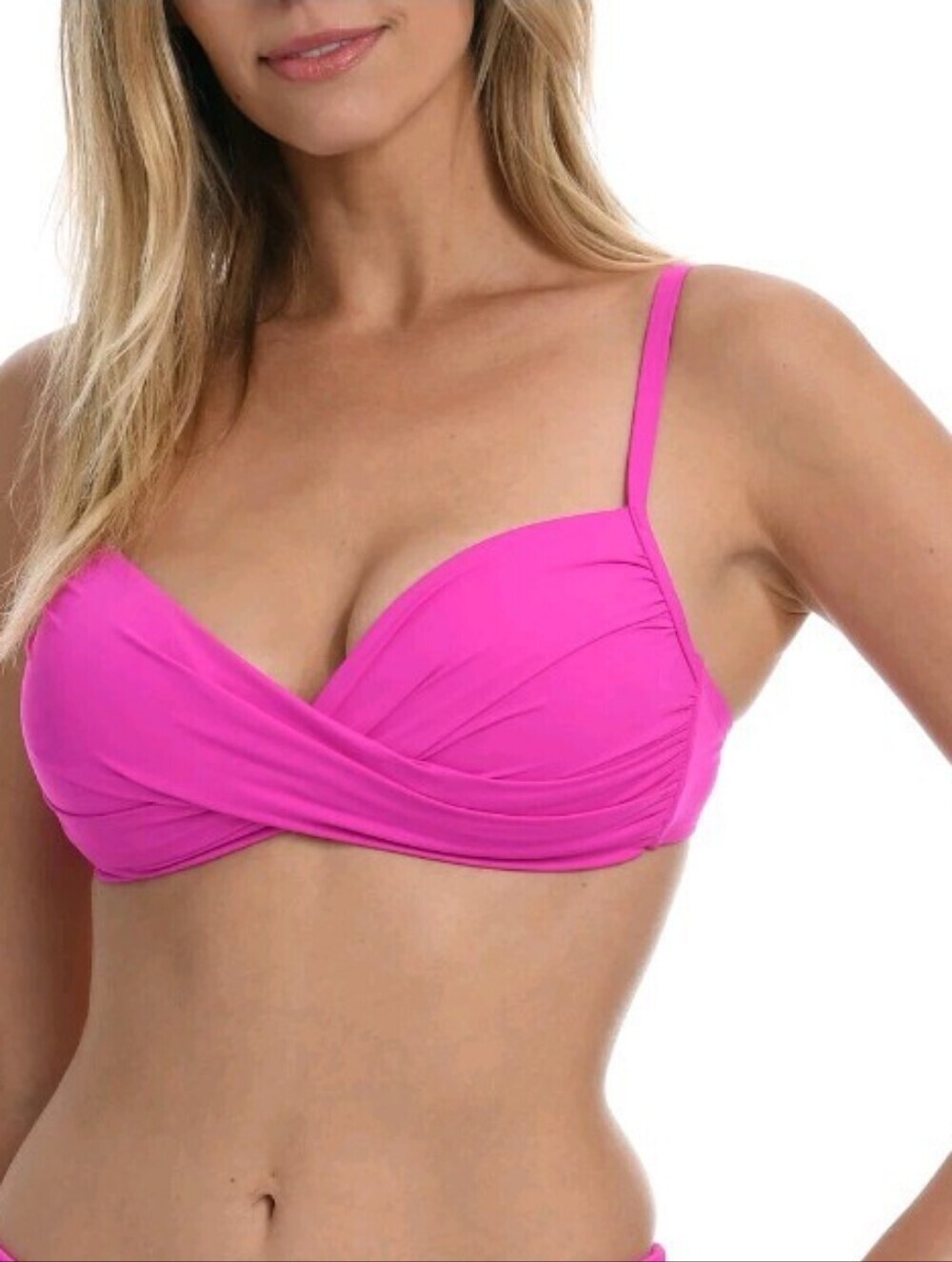 NWT La Blanca Island Goddess Wrap Bikini Top Size 16 Orchid Pink
